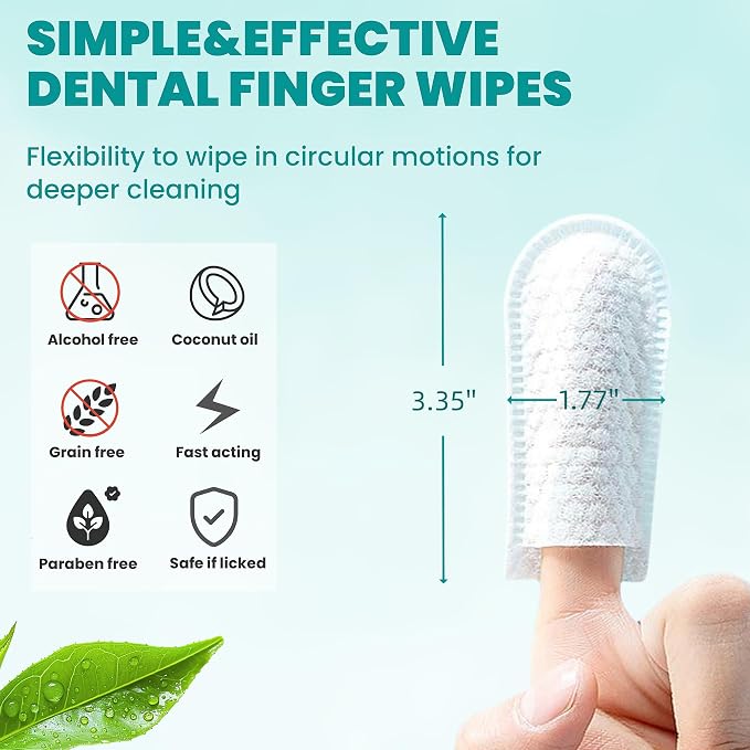 MEDUWEDU Wider Dental Care Finger Wipes 60 Counts,Teeth Cleaning Finger Wipes for Dogs & Cats,Reduces Plaque & Supports Oral Freshness, Coconut Scent