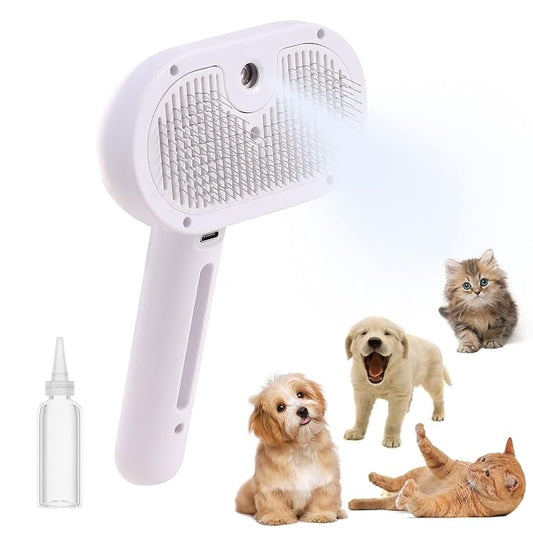 for Dogs & Cats – 3-in-1 FreshFur Shower Brush with Steam, Magic Pet Hair Grooming Tool for Long/Short Fur – Better Dog Bath Brush & Cat Steam Brush for Shedding, Detangling &Deep Cleaning