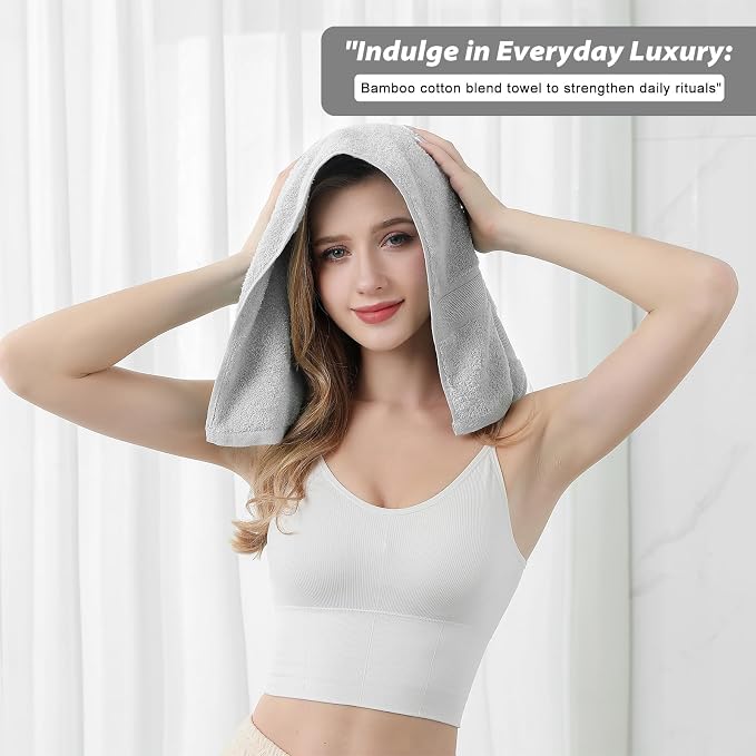 Aibaser Hand Towels-16x30inch - Lightweight and Highly Absorbent Hand Towels for Bathroom, Travel, Gym, Shower and Spa (Light Grey)