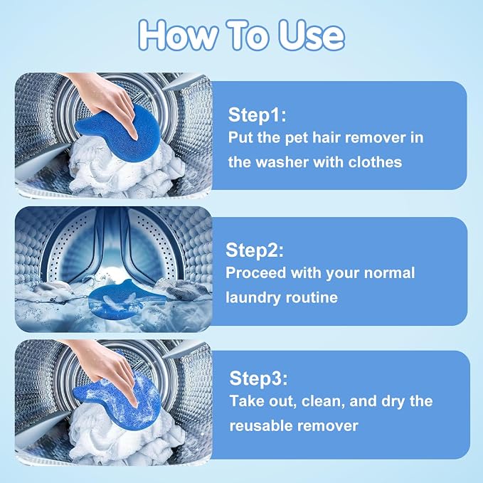10 Pcs Pet Hair Remover for Laundry,Reusable Dog & Cat Hair Catcher Tool,Effectively Removes Fur,Lint and Dander from Clothing and Bedding,Safe for Washing Machines and Dryers