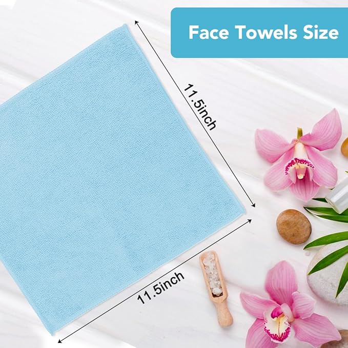 Orighty Washcloths, 5 Pack Microfiber Face Towels, Highly Absorbent and Soft Feel Wash Cloths & Hand Towels for Bathroom, Hotel, Spa, and Gym, 11.5x11.5 Inch, Multicolor
