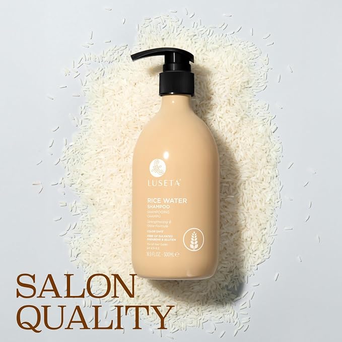 Luseta Rice Water Strengthening & Nourishing Shampoo 16.9oz | Revitalizes Shine for All Hair Types Hydrating & Frizz Control for Women and Men