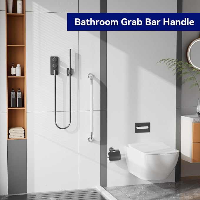 32 Inch Shower Grab Bar, Brushed Nickel Anti-Slip Bathroom Grab Bar with Knurled Grip, Stainless Steel Safety Handrail for Toilet Bathtub, Shower Handle Handicap Bars for Senior, Elderly, Pregnant