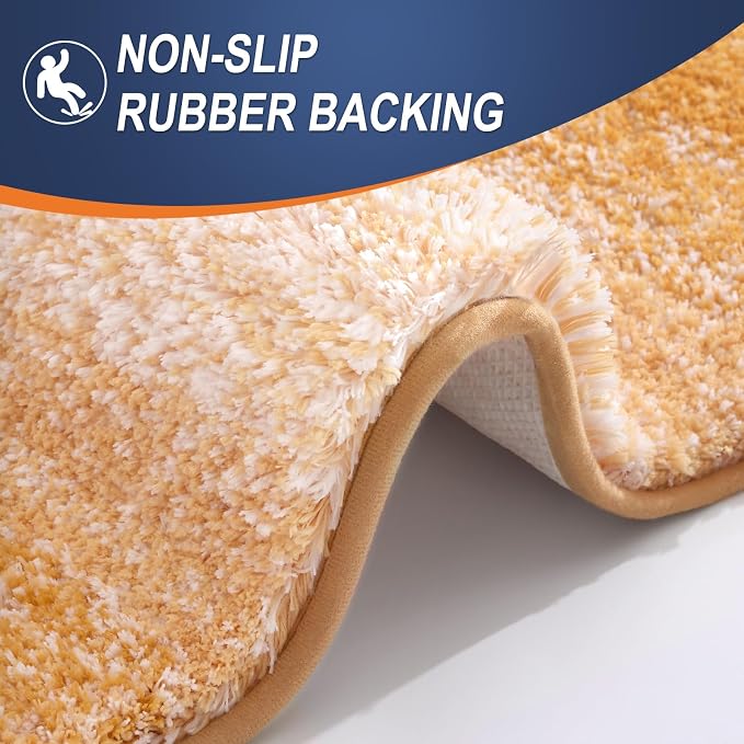 OLANLY Large Bathroom Rugs Mat 45x27, Extra Soft Absorbent Microfiber Bath Rugs, Rubber Backing, Quick Dry, Washable Bath Mats for Bathroom, Tub and Shower, Home Decor Accessories, Golden Yellow
