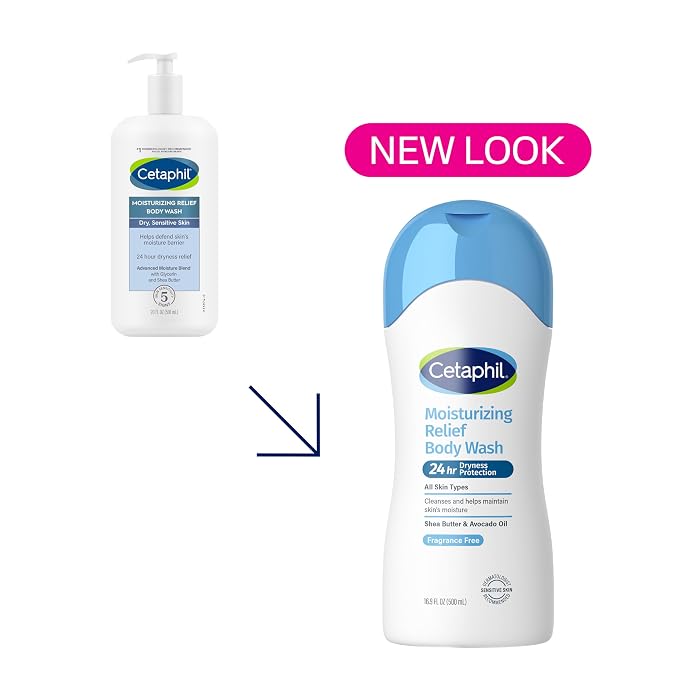 Cetaphil Moisturizing Body Wash, Sensitive Skin, Fragrance Free, 16.9 fl oz | Hydrating Body Wash for Women and Men, Fragrance-Free, Dermatologist Recommended, Soothes Dry, Sensitive Skin