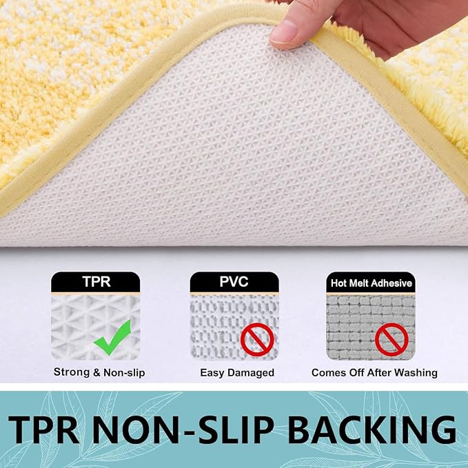 Arotive Microfiber Bathroom Rugs, Shaggy Soft and Absorbent Bath Rug, Thick Plush Machine Washable Dry Bath Mats for Bathroom, Tub and Shower, 24x16, Light Yellow, Rectangular