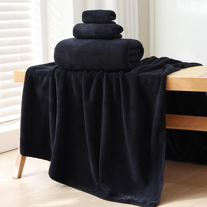 40x80 Inches Bath Sheets Towels for Adults Oversized Bath Towels Extra Large Luxury Super Soft Absorbent Quick Dry Microfiber(Black,2PCS)