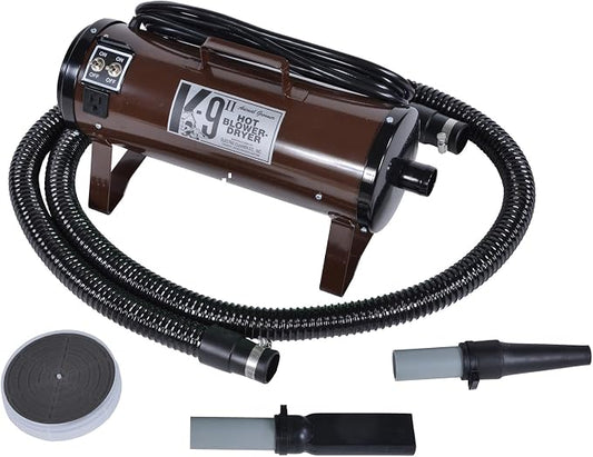 Electric Cleaner Company K9 II Dog Blow Dryer - High Power Grooming Dryer, Heavy Duty, 10' Hose, Deshedding, Brown
