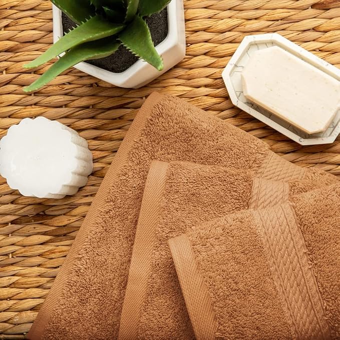 SUPERIOR Egyptian Cotton Ultra Plush & Absorbent, 3 Piece Set, Rust | Quick Dry, Soft Luxury Towel Set, Bath Essentials, Guest Bath, Spa, 1 Bath, 1 Hand, 1 Face Towels, Madeline Towels
