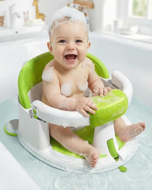 ONTHEWEI Baby Bath Seats for Babies Sitting Up, Non-Slip Baby Bathtub with 3 Suction Cups, Safe & Comfortable Toddler Bath Seat Ideal for Baby Bath/Shower Support, Stable Design,Ice Green(6-24 Months)