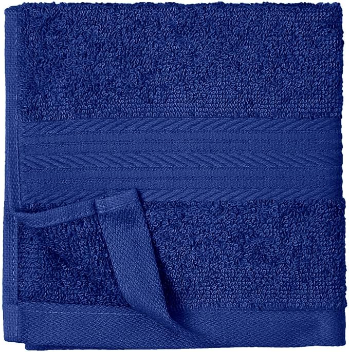 Amazon Basics Highly Absorbent Fast Drying 100% Cotton Washcloths for Face, Soft, Machine Washable, Fade-Resistant, 12" x 12", Navy Blue,(Pack of 144)