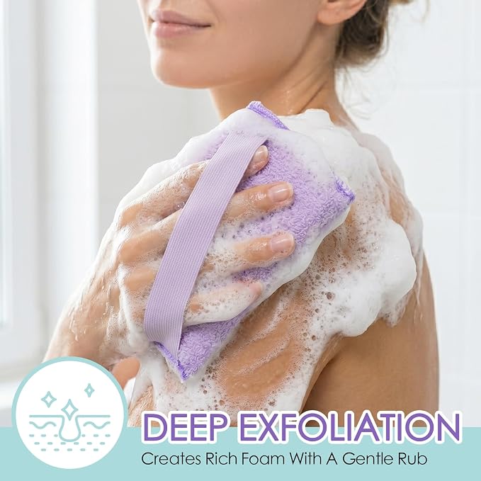 Evridwear 3 Pack Exfoliating Bath Sponges, Body Scrubber for Shower, Textured Loofah Pads for Dead Skin Removal, Body Exfoliator for Smoother Skin, Spa Body Polishing for Men & Women(Macaroon)