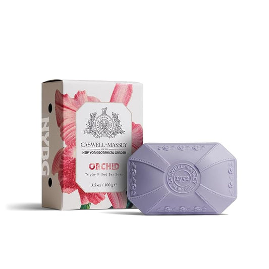 Caswell-Massey Orchid Natural Bar Soap for Women, Moisturizing Body Soap Bar for All Skin Types, Made with Essential Oils & Plant-Based Formula for Soft Skin, 3.5 oz