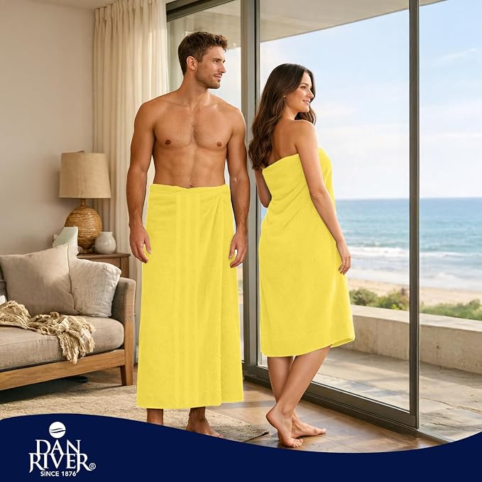 DAN River 2 Pack Bath Sheets Extra Large 35x70, Large Bath Towels for Adults, XL Oversized Heavy Duty Towel Set, 600 GSM 100% Ring Spun Cotton, Soft Quick Dry, Yellow