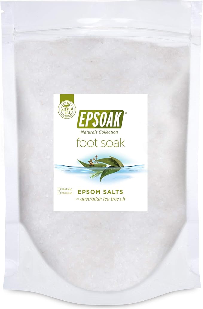 Epsoak Epsom Salt 19 lb. USP Magnesium Sulfate with Tea Tree Scent Resealable Epsom Salt Bag, Made in The USA, Cruelty-Free Certified
