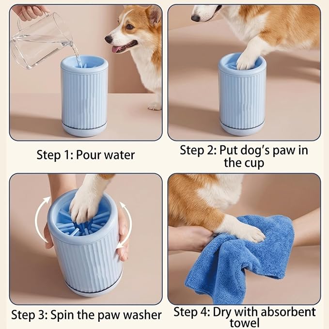 Portable Dog Paw Cleaner for Dogs and Cats, Muddy Pet Foot Washer, Small to Medium Breed Paw Washer, Blue