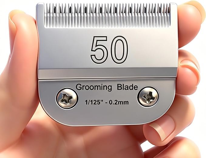 50# 0.2mm 1/125” Blade, Pet Grooming Clipper Replacement Blades Compatible with andis/wahl/Oster Dog A Series Clippers, Detachable, Size 50, Stainless Steel, Extremely Short in Length (S50)