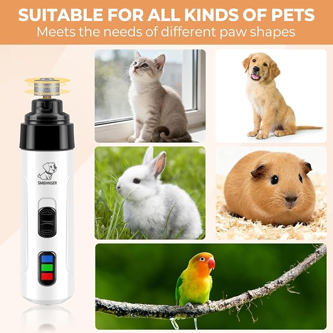 Pet Paw Trimmer and Nail Grinder for Dogs & Cats, 5-in-1 Rechargeable Detail Grooming Tool for Paw Pads, Face, Ears and Nail Smoothing, Low-Noise 3-Speed Design