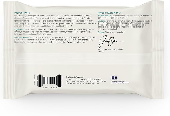 Vetnique Furbliss/Dermabliss Pet Wipes for Dogs & Cats for Grooming, Cleansing & Deodorizing, Thick Dog Wipes for Convenient Dog Cleaning with Natural Deodorizer, 100ct (NEW Refreshing Scent)
