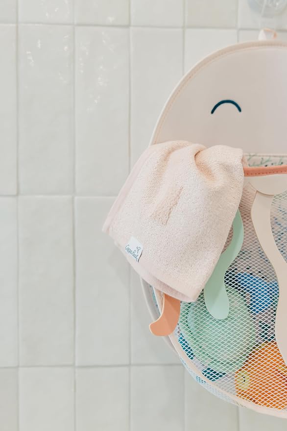 Copper Pearl Oceana Bath Toy Organizer with Suction Cups Extra-Large Mesh Bath Toy Holder for Bathtub, Quick-Dry Bath Toy Storage Net, Convenient Bath Toy Net for Tub - Cora