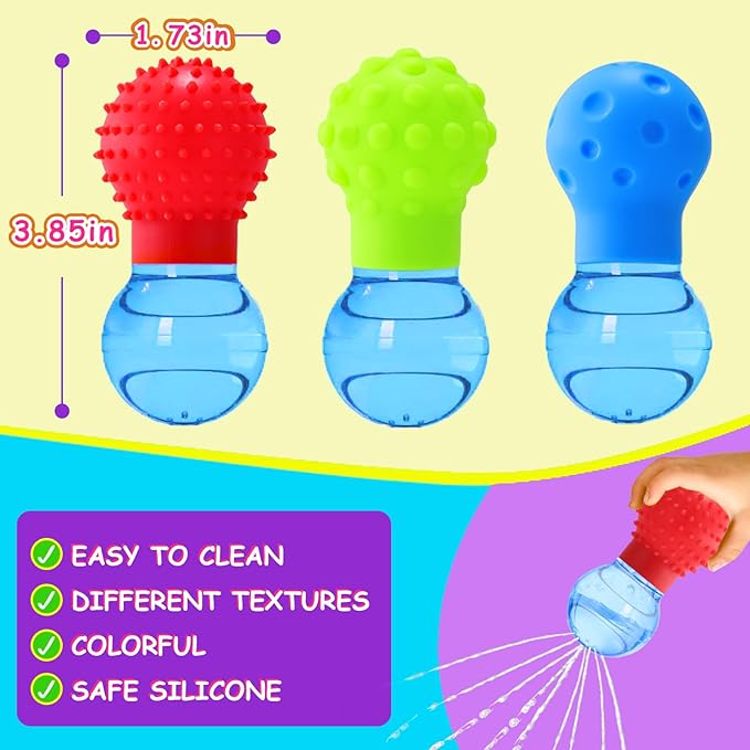 3Pack Bath Toys for Toddlers 1-3 - Sensory Squeezing Water Bathtub Toys for Kids | Bath Tub & Pool Floating Toys for Babies | Textured Sensory Bath Toys Easter Stocking Stuffers for Boys & Girls