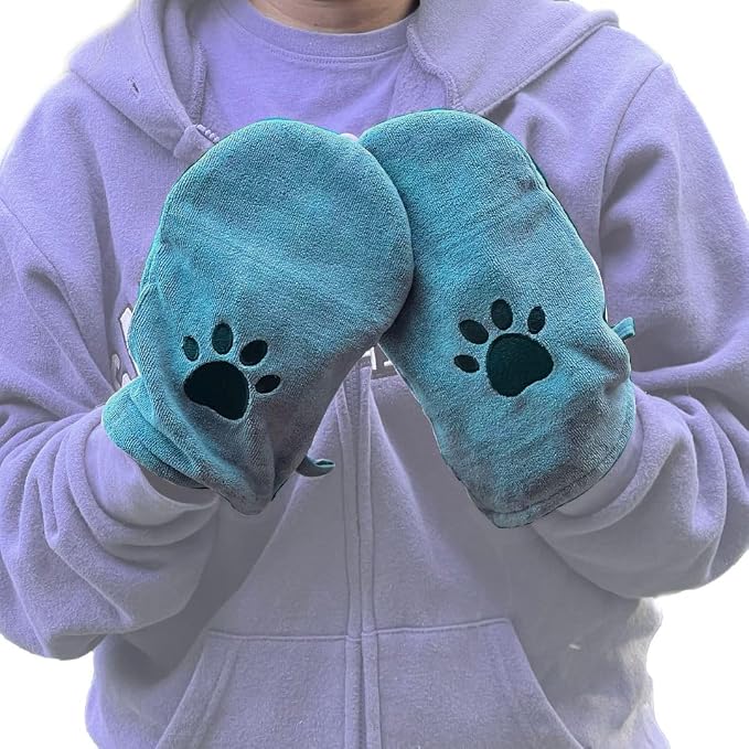 Penny & Niko Microfiber Pet Towel Mitts - Paw Cleaning and Drying Mitts/Gloves for Dogs and Cats (Sky Blue/Gray, Standard - 4 Pack)