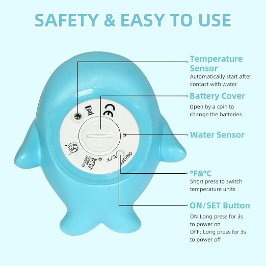 Baby Bath Thermometer, Floating Digital Water Temp Gauge for Infants | Reliable tub temp gauge prevents scalds & skin chill irritation, doubles as 2-in-1 floating bath toy for babies' daily baths