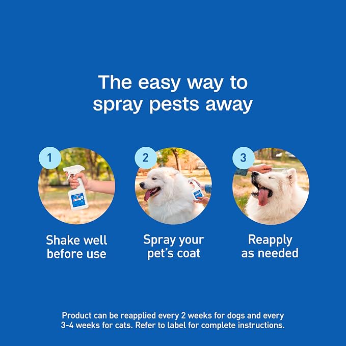 ADAMS Plus Flea and Tick Spray for Dogs & Cats, Kills Fleas and Ticks, Repels Mosquitoes, Prevents Infestations up to 2 Months, Treatment for Dogs, Cats, Puppies & Kittens, 8 Fl Oz