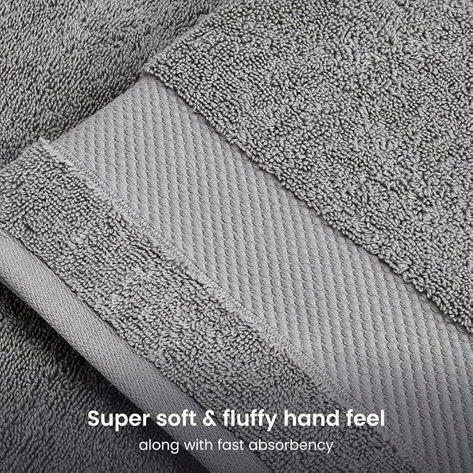 BIOWEAVES 100% Organic Cotton 700 GSM Plush Washcloths 13" x 13" GOTS Certified - Light Grey, Pack of 12