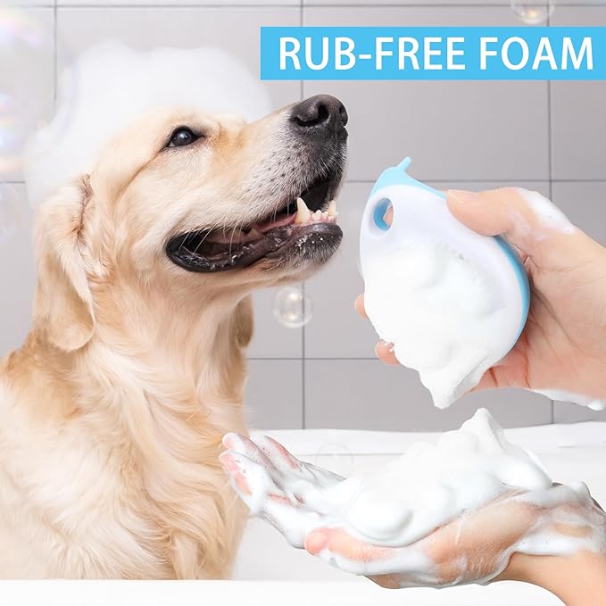 Whale-Shaped Pet Bath Massage Brush,Gentle Silicone Bristles for Dog and Cat Bathing & Massage,Shampoo Brush with Built-in Shampoo Dispenser