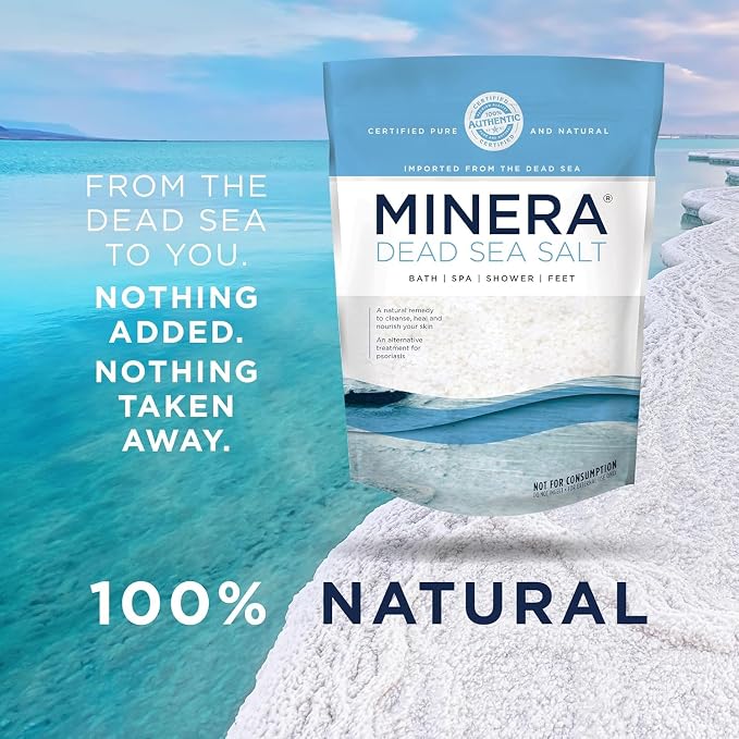 Minera Coarse Grain Dead Sea Salt for Bath & Soaking – 38 lbs (Qty. 2 x 19 lbs. Bags), Fast-Dissolving, 100% Pure & Natural, Unscented, Skin-Nourishing Bulk Sea Salt
