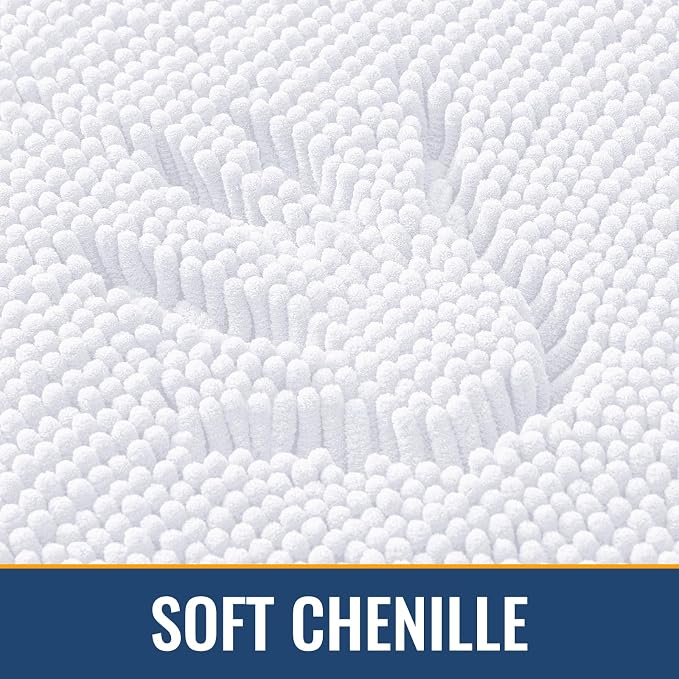 Arotive Bathroom Toilet Rugs U Shaped 20x20, Extra Soft Absorbent Shaggy Chenille Contour Bath Rugs for Toilet, Machine Washable Contoured Bath Mats, White