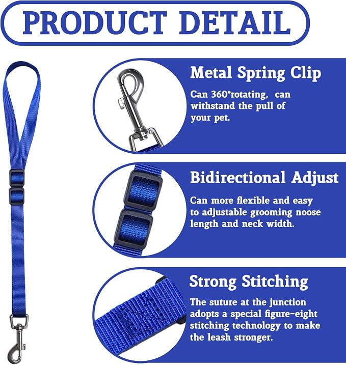 Pet Dog Grooming Loops,2 Pack Adjustable Nylon Restraint Noose Loop, Pet Grooming Arm Accessories Fixed Dog Bathing Safety Tether Straps for Pet Grooming Table Bathtub (Style 2)