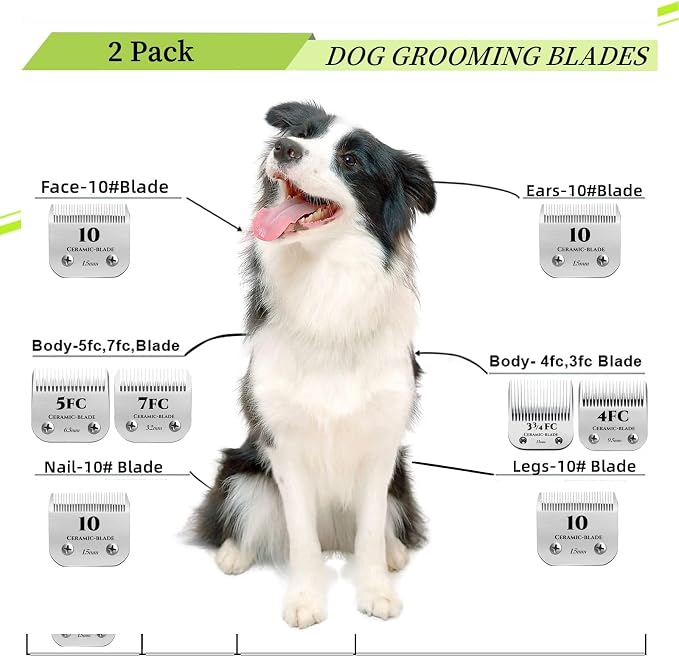 for Andis 10 Blades Dog Grooming Blades Compatible with Oster A5,Wahl km10 Dog Clippers for Animal Dog Cat Horse,Stainless-Steel Blade,2-Pack
