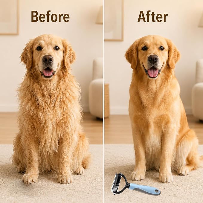 2PCS Pet Knotter for Dogs,Pet Grooming Brush, Dog Brush, Deshedding Grooming Comb Fur Brushes, Double Sided Shedding Brushes For Dogs And Cats (Blue+Pink)