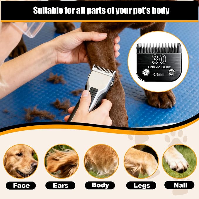 3Pack Dog Grooming Blades Replacement for Andis Dog Clpper 5FC Blades | Dog Clipper 30 Blades Compatible with Most Oster A5 Wahl KM Series Pet Clippers,Black