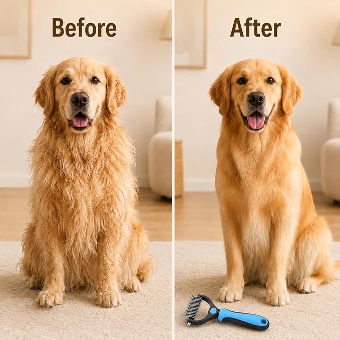Deshedding Brush for Dogs and Cats,Undercoat Rake Pet Brush for Long Hair,Professional Deshedding Tool, Ideal For Medium Or Long Haired BreedsGrooming Tool for Thick Coats (Pink)