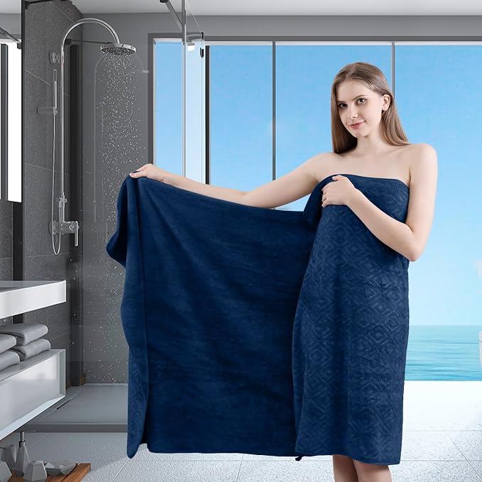 Bath Towel Set of 4 Extra Large Bath Sheet 35"x70" Oversized Bath Towel Soft Microfiber Bathroom Towel for Adults Highly Absorbent Quick Dry Towel Set for Bathroom,Hotel,Shower Towel Bath Sheet Navy