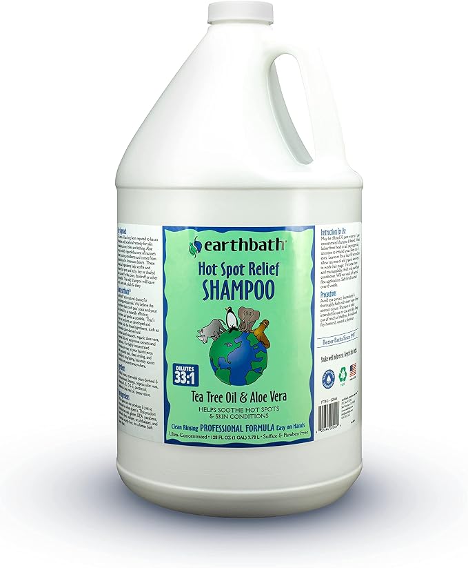 earthbath Hot Spot Relief Pet Shampoo, Made in USA, 128 Oz (1 Pack) | Tea Tree Oil Hot Spot Treatment for Dogs, Best Dog Shampoo for Itching & Skin Conditions