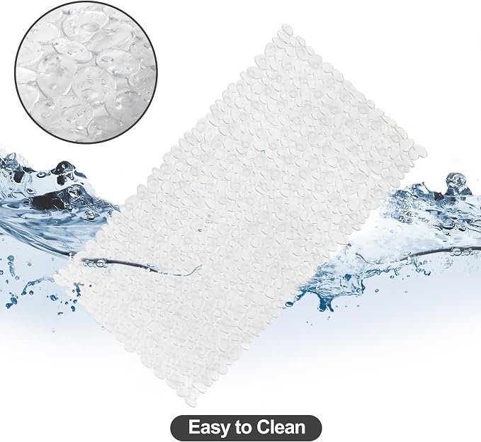 Bath Mats for Bathroom Tub 35x16 Inch,Bath Mat for Tub Feels Great on Tired Feet, Friendly Machine Washable Shower Tub Mats with 167 Big Suction Cups,Shower Mat,Bath Tub Mat,Clear