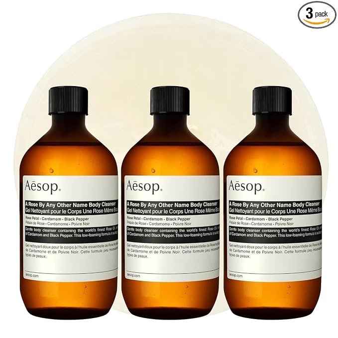 Aesop A Rose By Any Other Name Body Cleanser Refill | Gentle Shower Gel with Rose Petal Essential Oil Blend to Soften & Hydrate Skin | 500 mL / 16.9 oz - Recyclable Bottle (Pack of 3)