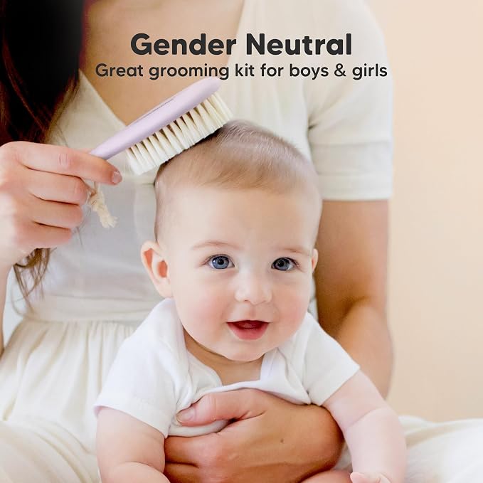 Wooden Baby Hair Brush for Toddler, Infant Cradle Cap (Thistle, Regular) | Soft Goat Bristles Brush for Newborn Girl, Boy Hair, Scalp, Styling, Gentle Grooming, Baby Comb, Baby Bath Essentials