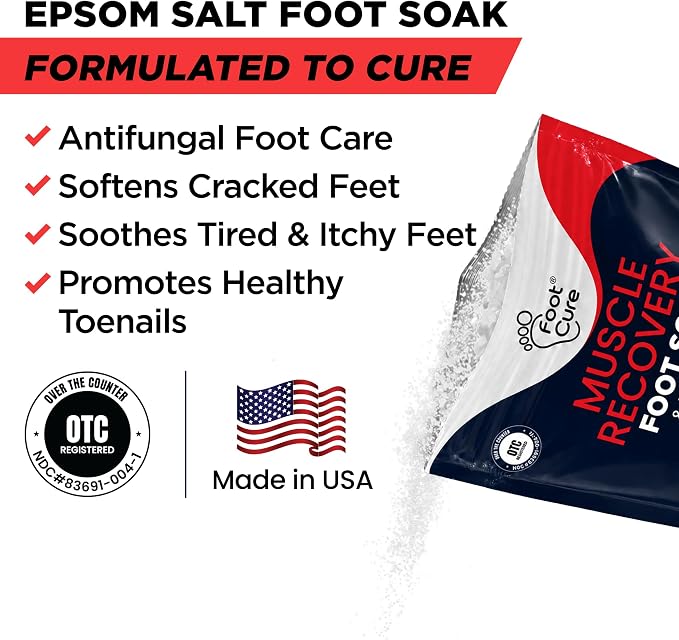 FOOT CURE Tea Tree Oil & Muscle Foot Soak with Epsom Salts - All-Natural Salts for Post-Workout Recovery - Softens Calluses, Soothes Sore & Tired Feet, Foot Odor Control, Spa Pedicure (Pack of 2)