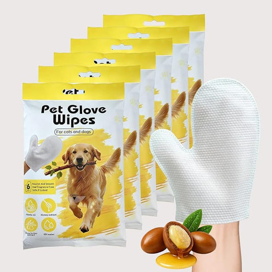 Cleaning Glove Wipes for Dogs & Cats, Hypoallergenic Nourish Fur Pet Grooming Glove Wipes, Pet Rinse Bathing Wipes, Deodorizing & Hypoallergenic Pet Cleaning Gloves for Grooming, Paws, & Body