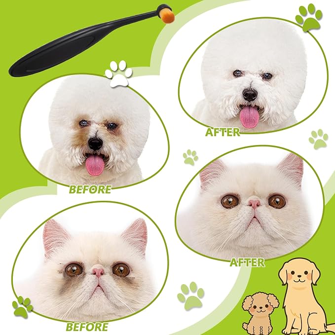 Yuanchu Dog Cat Eye Powder Brush, 4 Pack Dog Tear Stain Remover Brush Washable Fiber Pet Tear Stain Remover Brush for Safely And Evenly Apply Tear Stain Powder Ergonomic Handle Long Tapered Bristles