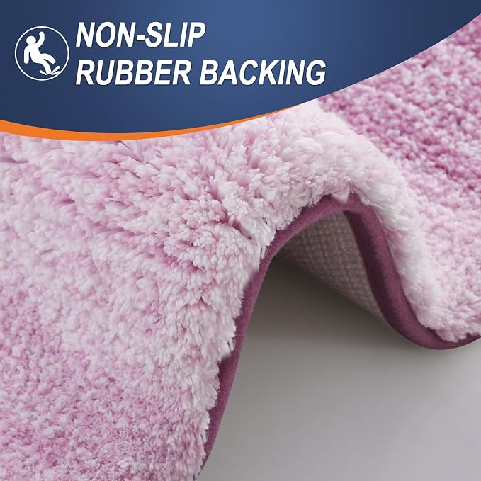 OLANLY Bathroom Runner Rugs Mat 59x24, Extra Soft Absorbent Microfiber Bath Rugs, Rubber Backing, Quick Dry, Long Bath Mats for Bathroom, Tub and Shower, Home Decor Accessories, Pinkish-Purple
