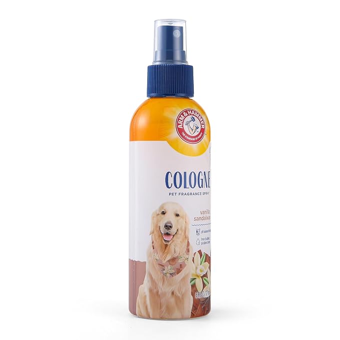 Arm & Hammer for Pets Dog Cologne and Fragrance Spray, Baking Soda, Vanilla Sandalwood Scent, Deodorizing Dog Perfume for Between-Bath Freshening, Paraben Free, 6 Fl Oz