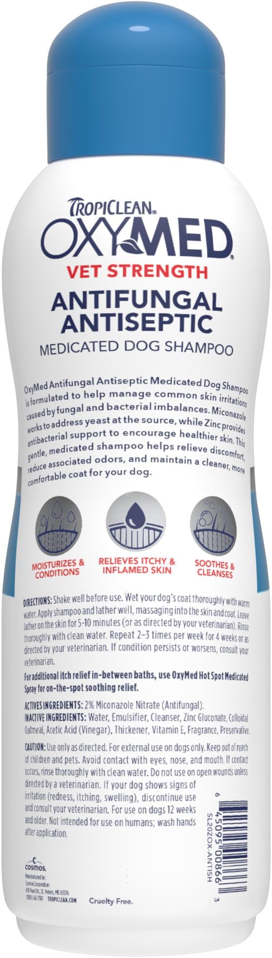 OxyMed Medicated Antifungal Dog Shampoo, Yeast Dermatitis Treatment for Dogs, Deep Cleaning & Healing Formula with Miconazole, Zinc & Oatmeal, 20oz