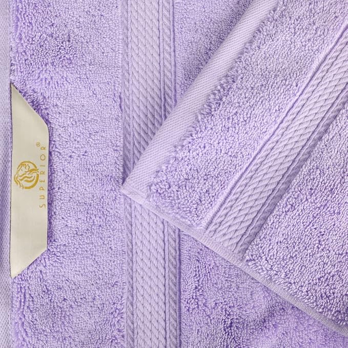 SUPERIOR Egyptian Cotton Ultra Plush & Absorbent, 3 Piece Set, Purple | Quick Dry, Soft Luxury Towel Set, Bath Essentials, Guest Bath, Spa, 1 Bath, 1 Hand, 1 Face Towels, Madeline Towels