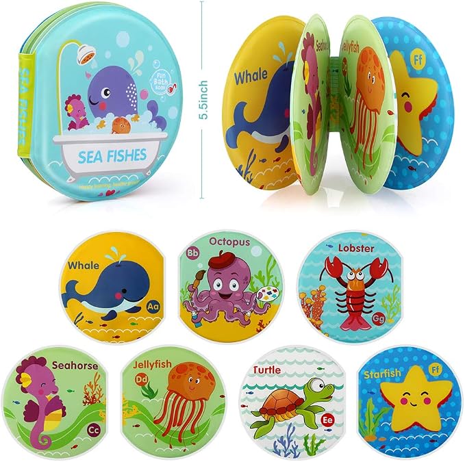 Baby Bath Toys, Nontoxic Bath Books for Babies Bath Time, Bathtub Toys for Toddlers 6 to 12 18 Months, Soft Educational Bath Toys for 1-3 Year Old Girls Boys(Pack of 3)